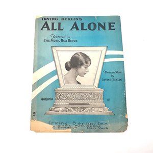 Vintage Sheet Music 1924 All Alone Irving Berlin Ukulele Piano Music Box Revue